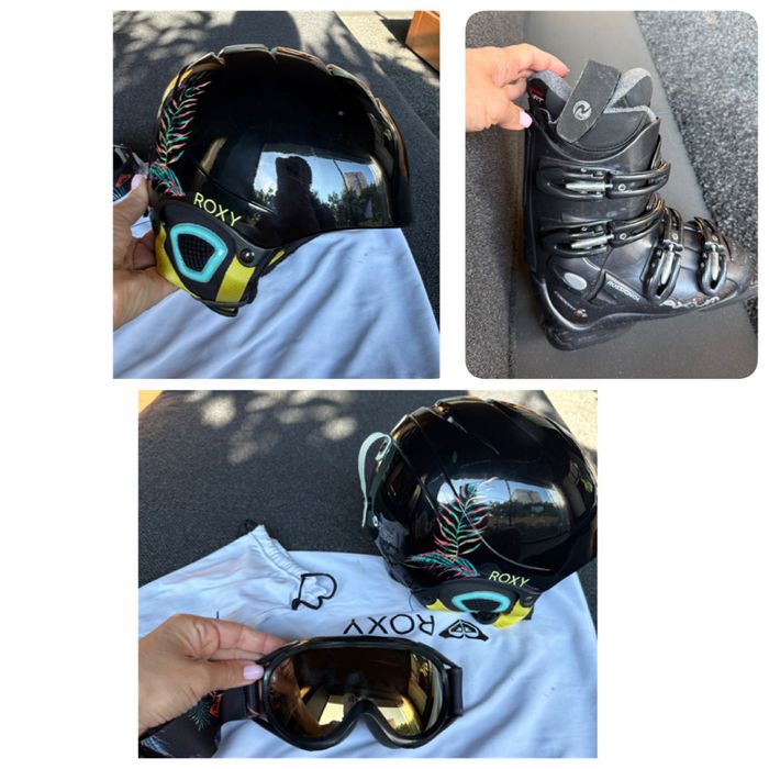 Roxy каска, маска и ски обувки Rossignol 275 mm
