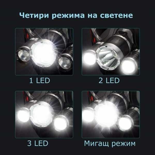 !!!БЕЗПЛАТНА ДОСТАВКА!!! Челник за глава с 3 диода