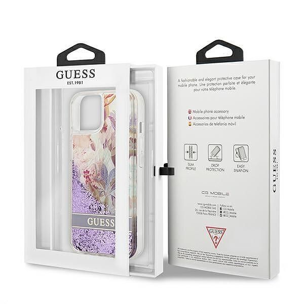 Guess hardcase flower liquid glitter - дизайнерски кейс с течност за i