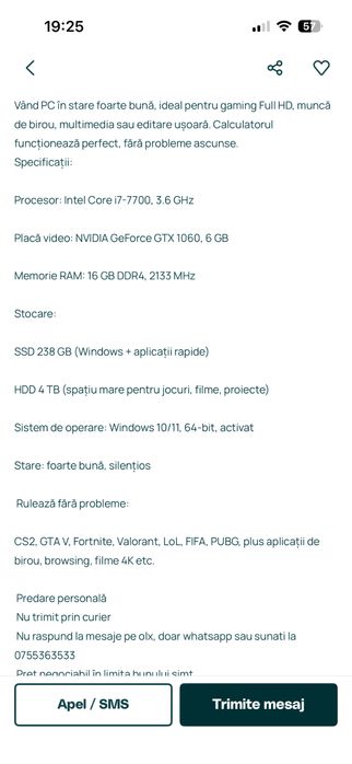 PC Gaming i7, GTX 1060 6 gb, 4 tb hdd, 256 gb ssd