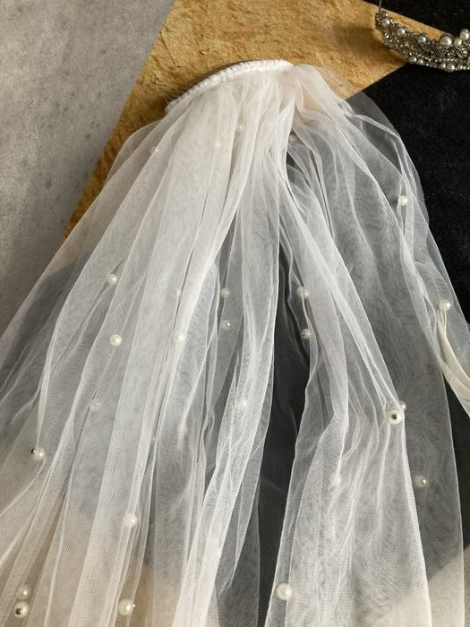 Voal Mireasa cu perle/ coronita si floare