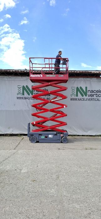 Nacela foarfeca electrica de vanzare Haulotte Compact 14, 14m, an 2014, baterii noi, ISCIR, latime 1,2m, second hand, 7700 euro