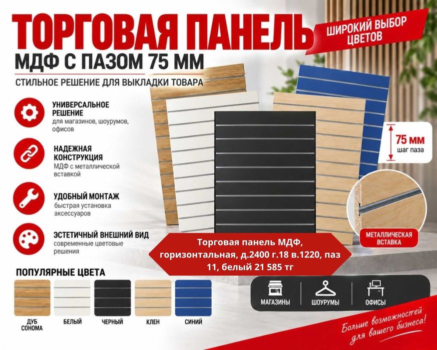 Торговая панель МДФ и пластик с пазами для магазина