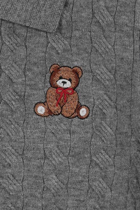 Дамска плетена блуза EXPLOSI 1086-150 сива мече дълги ръкави S/M с яка