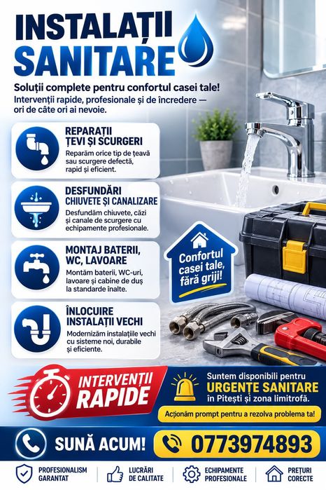 Instalator. Execut lucrări instalații termice sanitare
