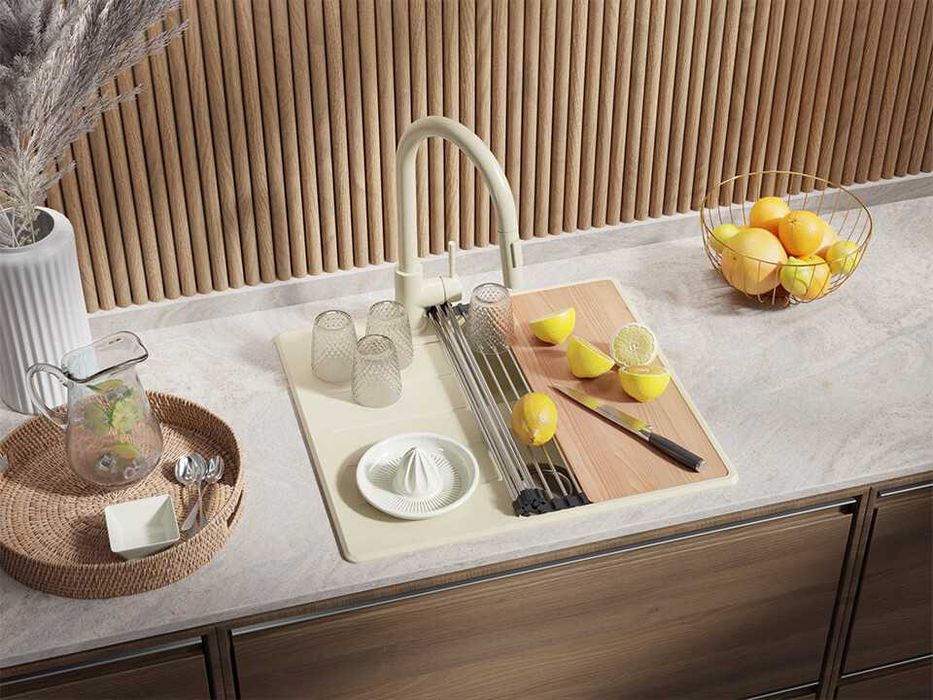 Кухненска Мивка от Гранит  Копенхаген 40 Top 550 x 500 мм - Бежова