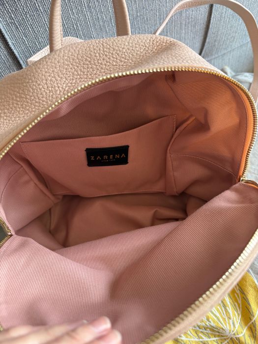 Кожена раница Zarena в цвят пудра