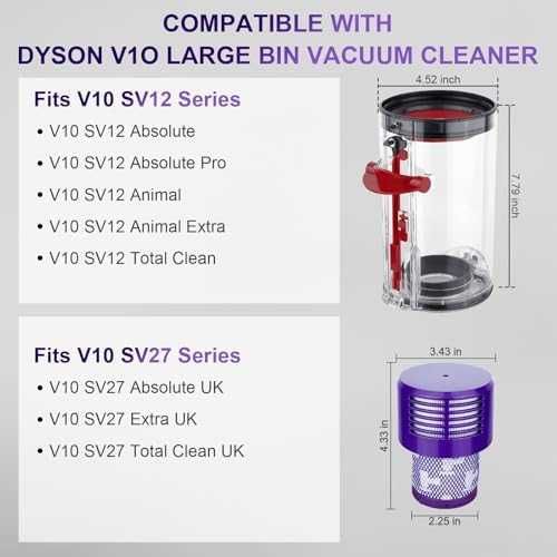 Нов Контейнер за Dyson V10 SV12 + HEPA филтър 969509-01 за прахосмукачка Дайсън