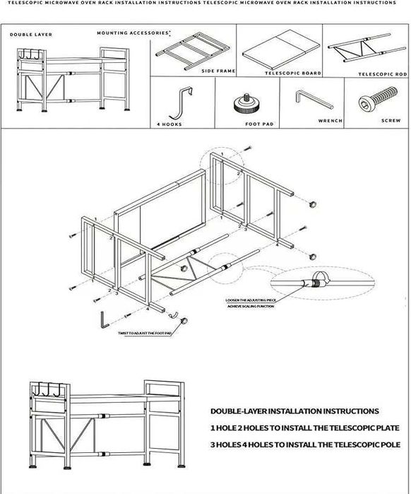 Разширяема поставка за микровълнова фурна,  стомана, здрава стойка,