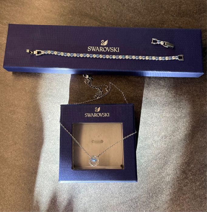 Set Swarovski colier Sparkling dancing 3D și brățară tennis deluxe