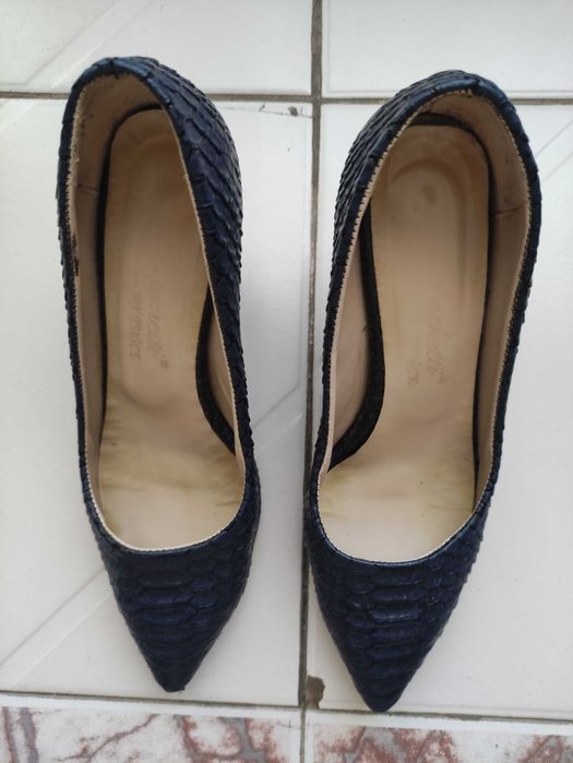 Дамски обувки, сини на цвят, използвани, пролет есен