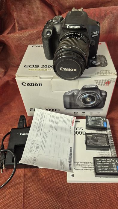Canon EOS 2000D + объектив 18-55mm, полный комплект.