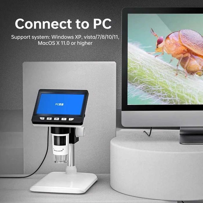 Video microscop cu ecran,acumulator,stand