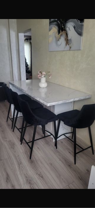 Scaune bar/bucatarie Negre Stofa catifelata