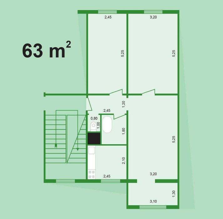 СРОЧНО !! Продается квартира в Яшнабаде 3/3/4 ( 63 кв/м ) Панельный