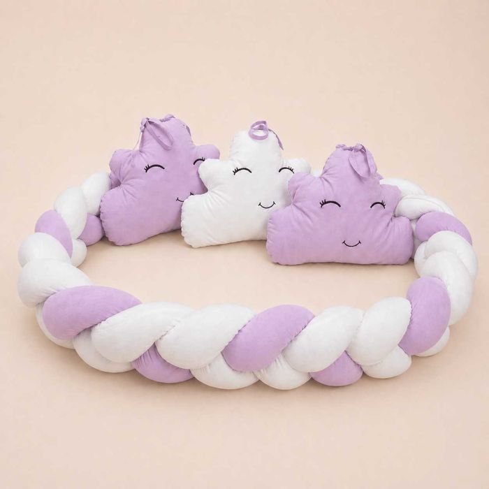 Обиколник плитка 240 см бежов + 3 декоративни възглавници (различни цветове)