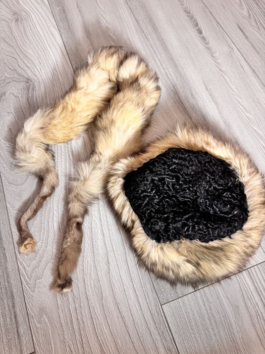 Caciula si guler blana vulpe argintie