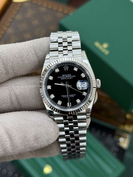 Rolex Date-Just Diamond 36 Black Dial ETA 3235