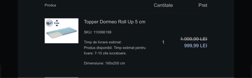 Vand topper Dormeo Roll Up 5 cm