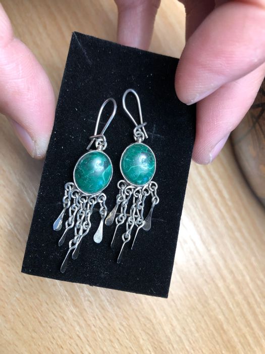 Сребърни Обеци с “Макахит”