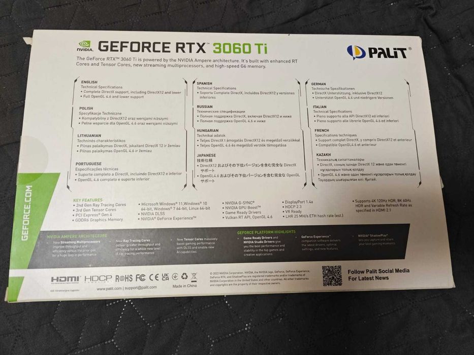 Placa video Palit GeForce RTX 3060 Ti Dual NVIDIA 8 GB GDDR6 LHR