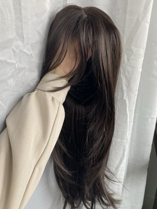 НОВА Кафява естествена перука! 100% високо качество