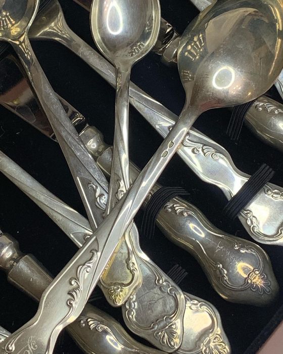 Набор столовых приборов из серебра 925 пробы