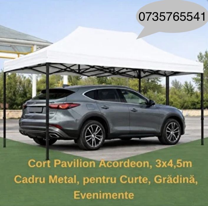 Cort Pavilion Impermeabil 3x4.5 Cadru Extensibil Pliabil Otel prelata impermeabila UV
