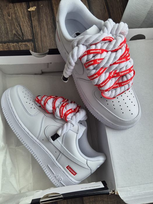 Nike Air Force 1 Low x Supreme White 38- Custom Rope Laces (Sireturi