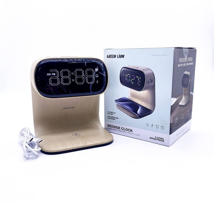 Прикроватные часы Green Lion с беспроводным зарядным устройством