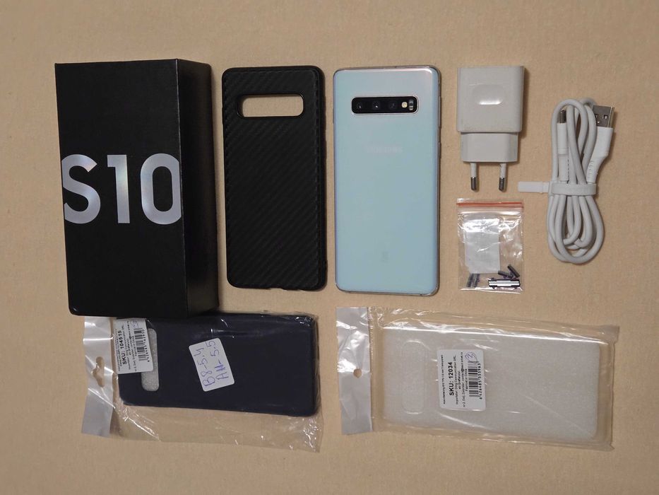 Telefon Samsung S10 G9730 (Snapdragon 855) alb, 8/128 GB, dual sim, la cutie, cu accesorii