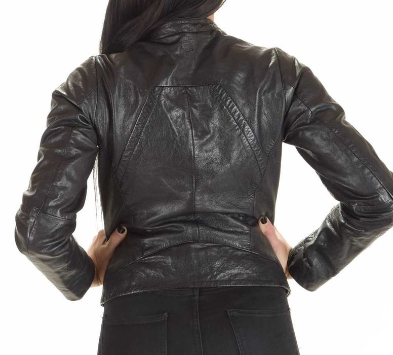 G-star Raw черно вталено яке от изцяло естествена кожа, размер XS/S