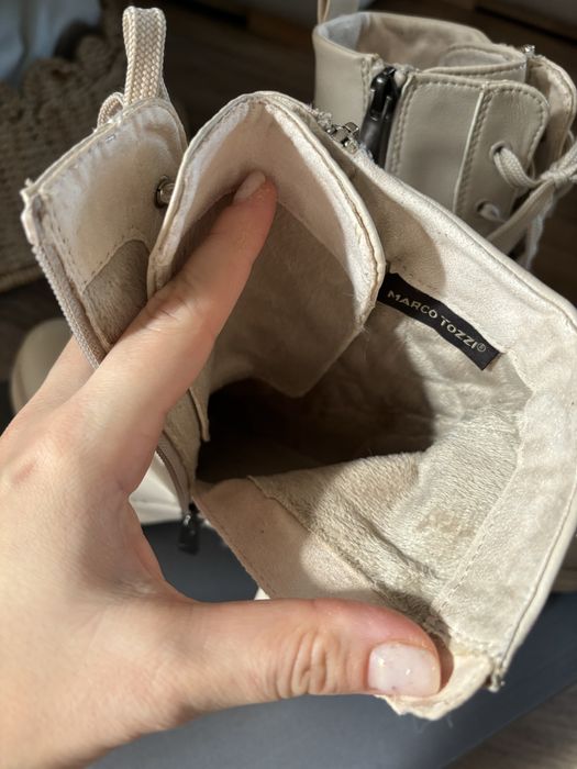 Кожени кубинки Marco Tozzi - Крем, Размер 39