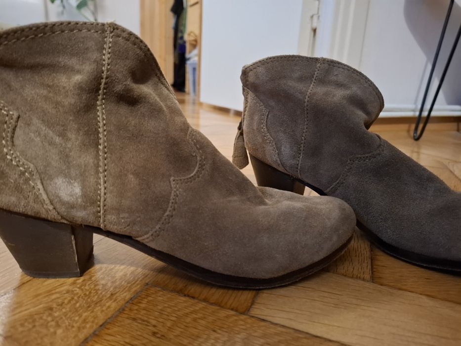 Botine piele intoarsa Mango