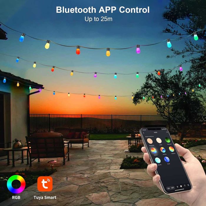 Интелигентни Smart RGB външни светлини ASAHOM, 15 m водоустойчиви