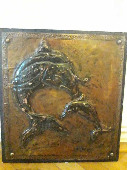 Tablou din cupru cu tenta delofin