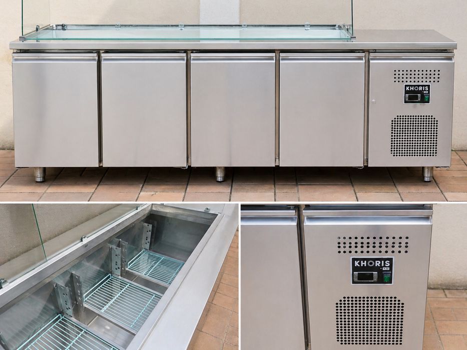 Vitrină frigorifică inox KHORIS – funcțională (geam spart)