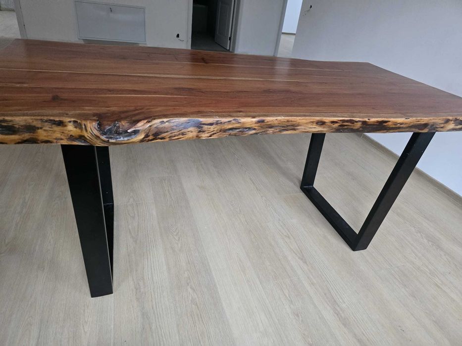 Masă dining din lemn masiv de cer – handmade – 180x90 cm