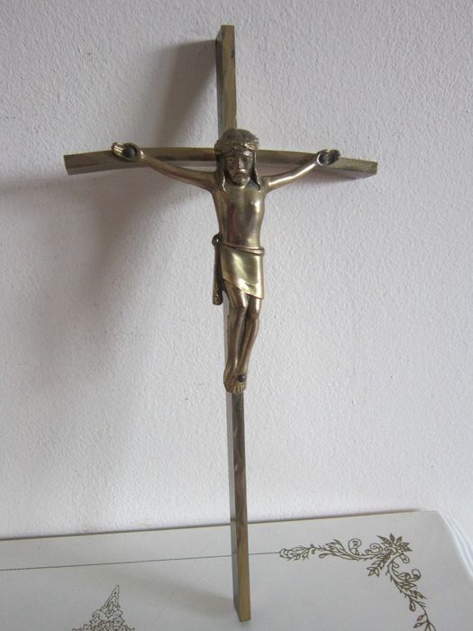 cadou deosebit rar Joseph Krautwald 1960 Crucifix Cruce bronz