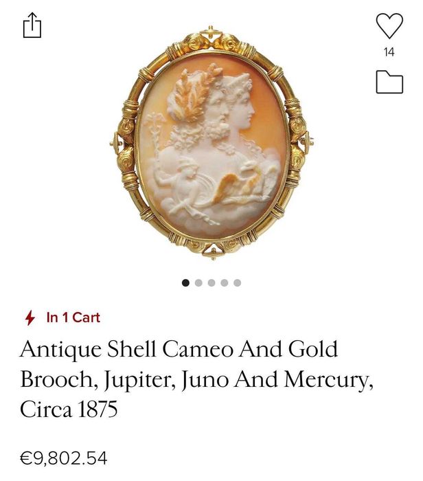 BROSA AUR 18K + CAMEE - Zeus - Sculptata in Scoica Sardonyx - Vintage