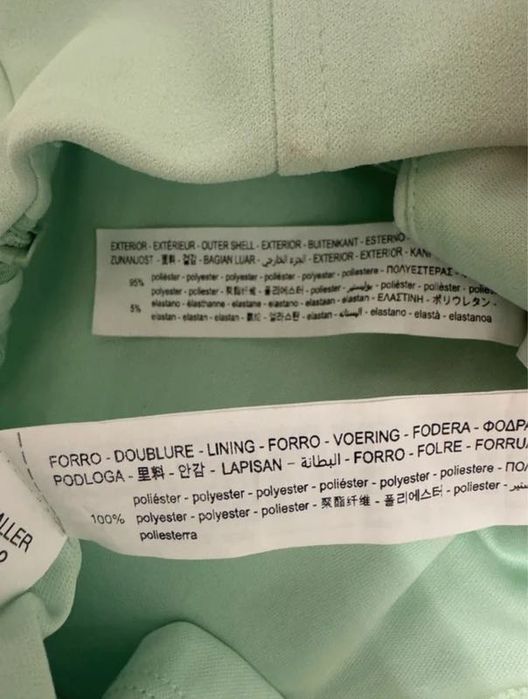 Set 2 piese verde mentă top crop corset fusta drapaje Zara mărimea M