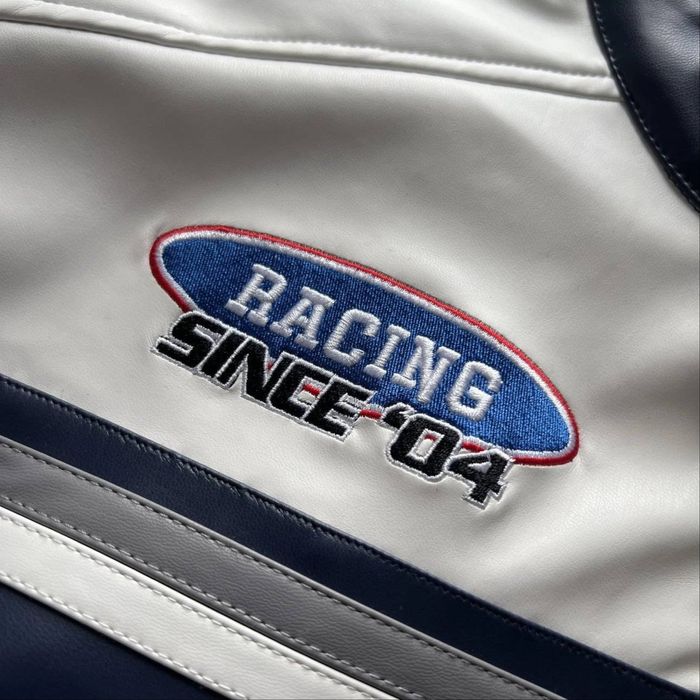 Кожаная куртка Формула 1 Rebull Oracle синего цвета на заказ