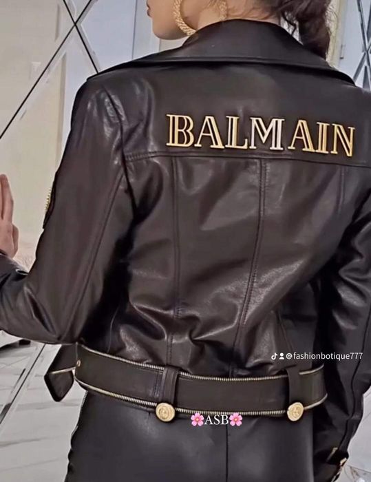 Geacă damă Balmain piele naturală 100%,logo metalic/Italia