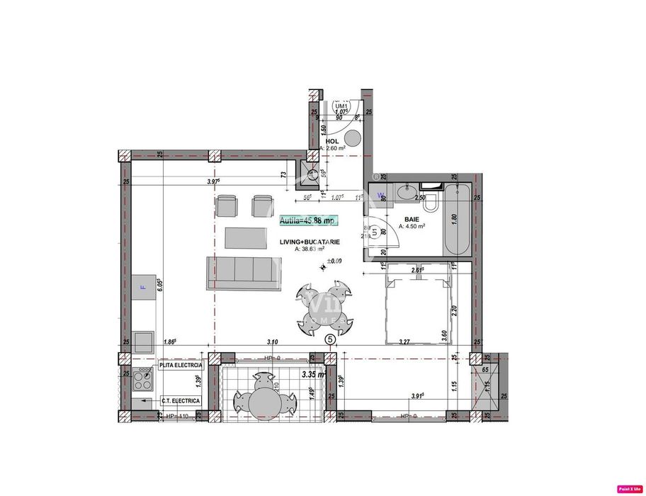 Direct dezvoltator-Ap. 2 camere, la alb - etaj 1/2, incalz. pardoseala