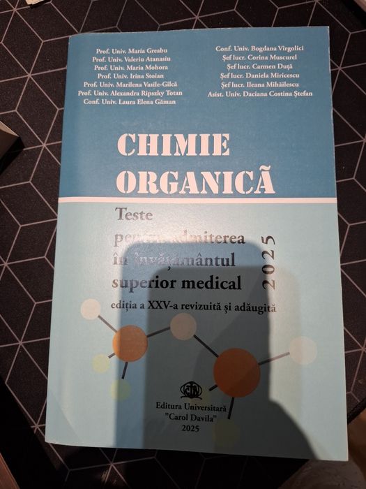 Teste chimie organica admitere Medicina Bucuresti 2025