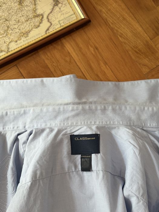 Cămașă CLASS Roberto Cavalli bleu cu broderie, slim fit, S