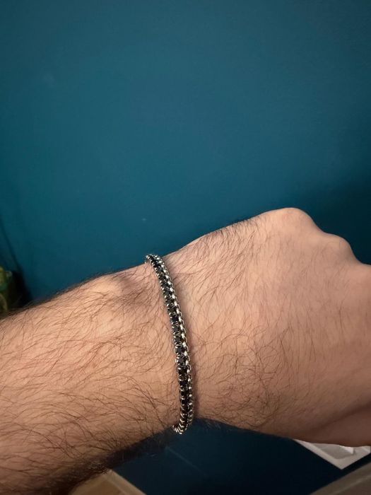 U.S Polo Assn bratara unisex din otel inoxidabil si pietre negre 20cm noua originala