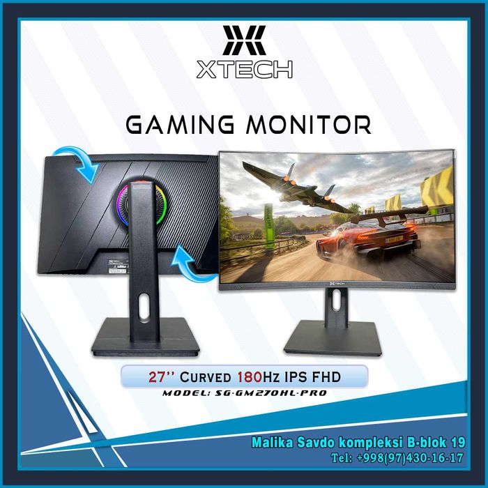 XTECH Monitor 27"IPS FHD RGB color (Curved- FLAT)