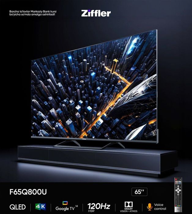 Телевизор Ziffler Qled + 120Hz 4K UHD Google TV Dolby vision + Atmos