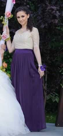 Vand rochie mov si dantela crem domnisoara onoare